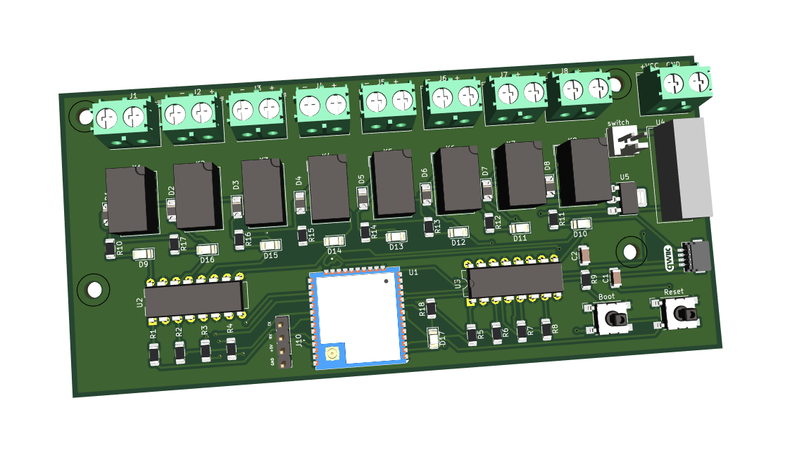 Render 3D de la placa Sprinkler System para riego